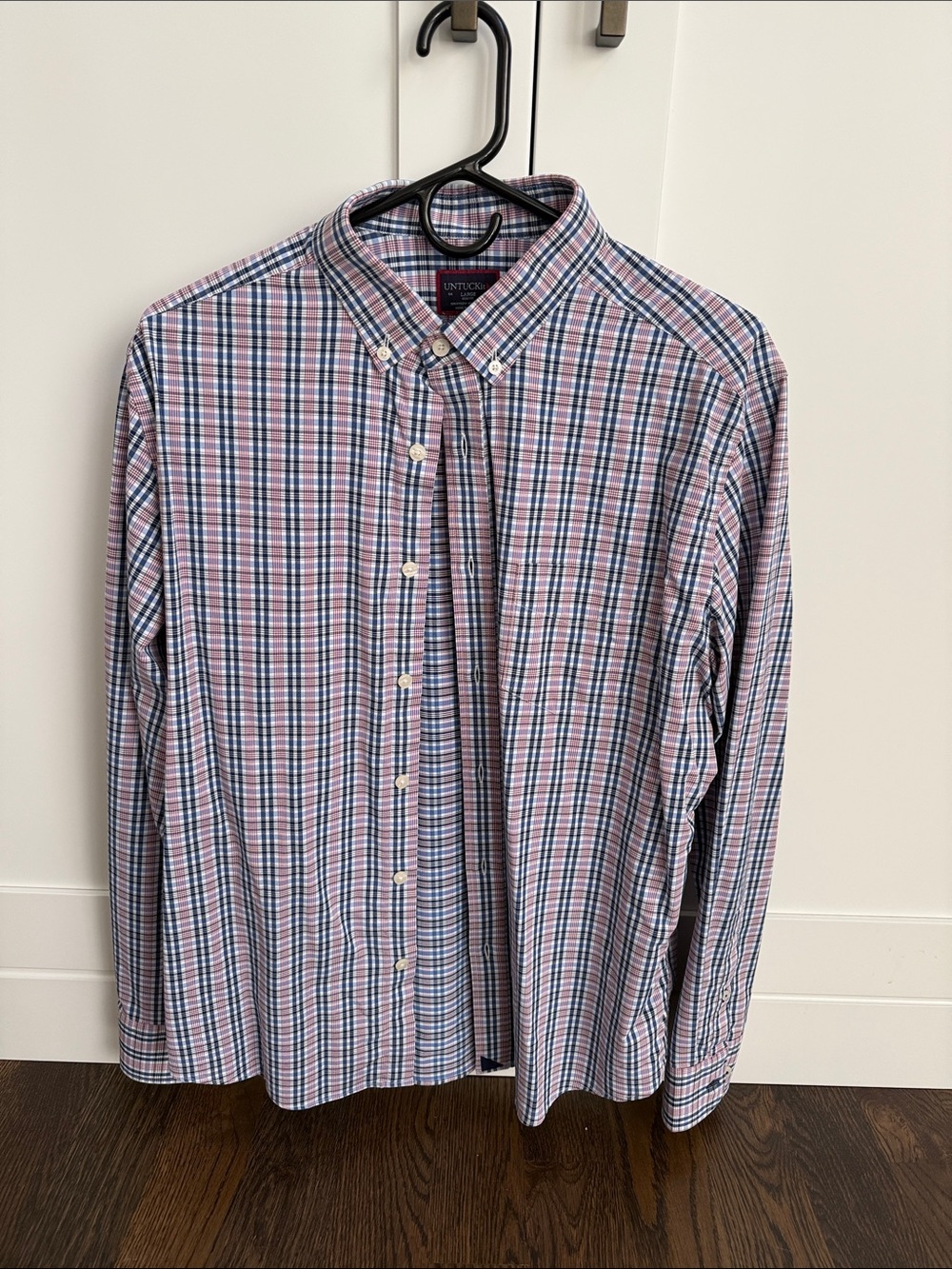 UNTUCKit Men’s Button-Down Plaid Shirt — Pink & Blue, slim fit